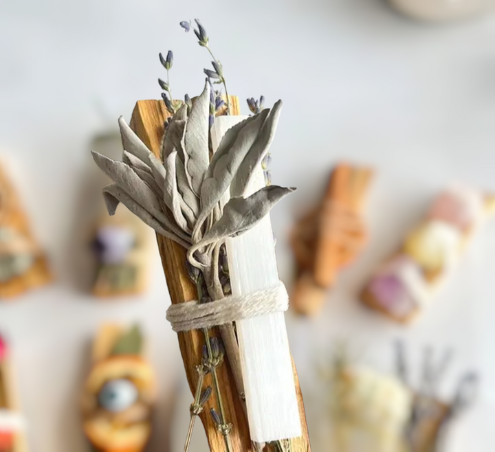 Palo Santo Flora Bundle with Lavender, Sage & Selenite Wand