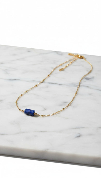 Natural Stone Bead Necklace Stainless Steel