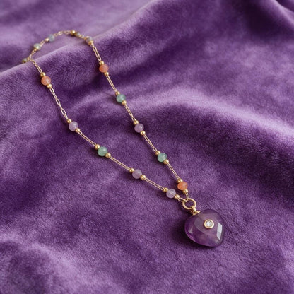 Natural Stone Heart Necklace