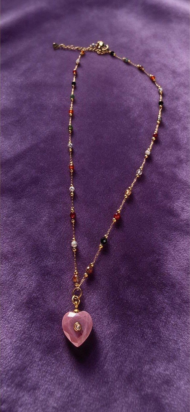 Natural Stone Heart Necklace