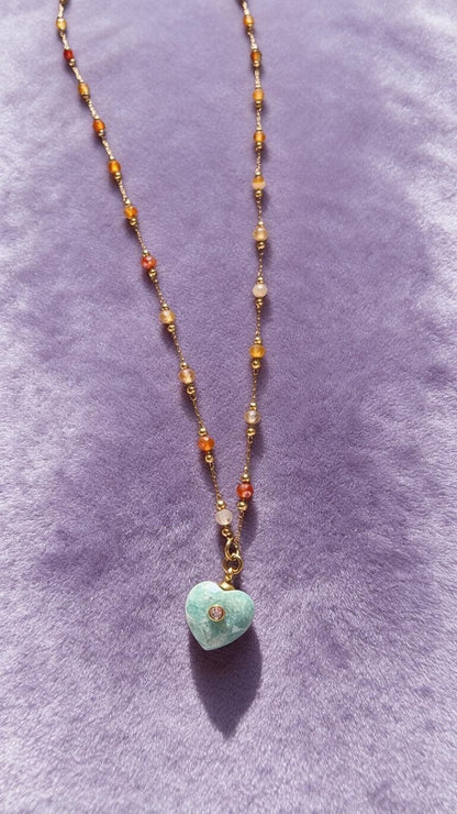 Natural Stone Heart Necklace
