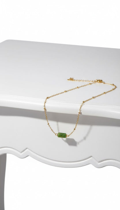 Natural Stone Bead Necklace Stainless Steel